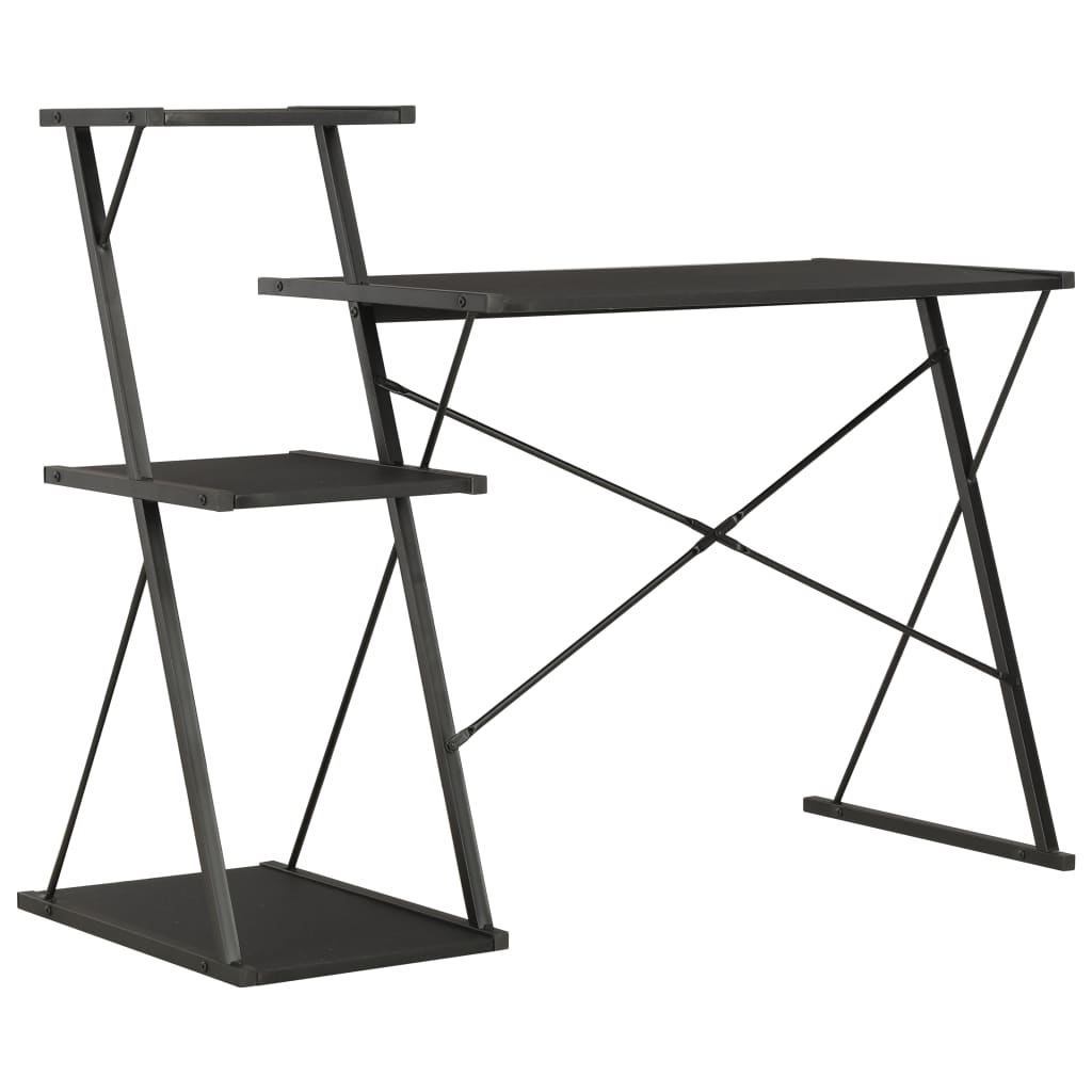fekete íróasztal polccal 116 x 50 x 93 cm
