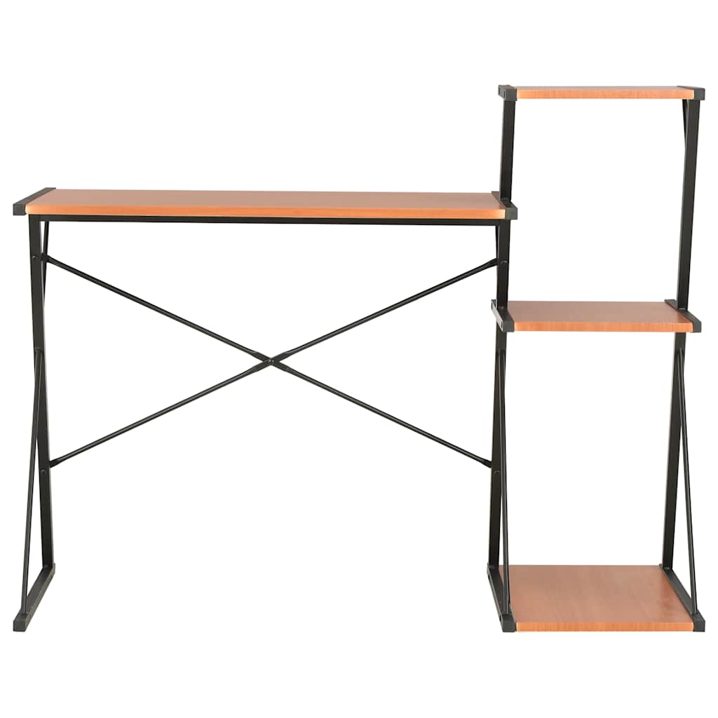 fekete és barna íróasztal polccal 116 x 50 x 93 cm