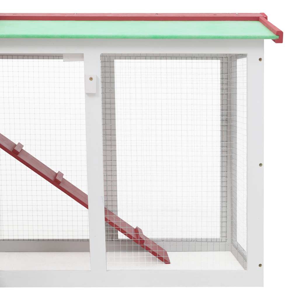 piros és fehér fa kültéri nyúlketrec 145 x 45 x 84 cm