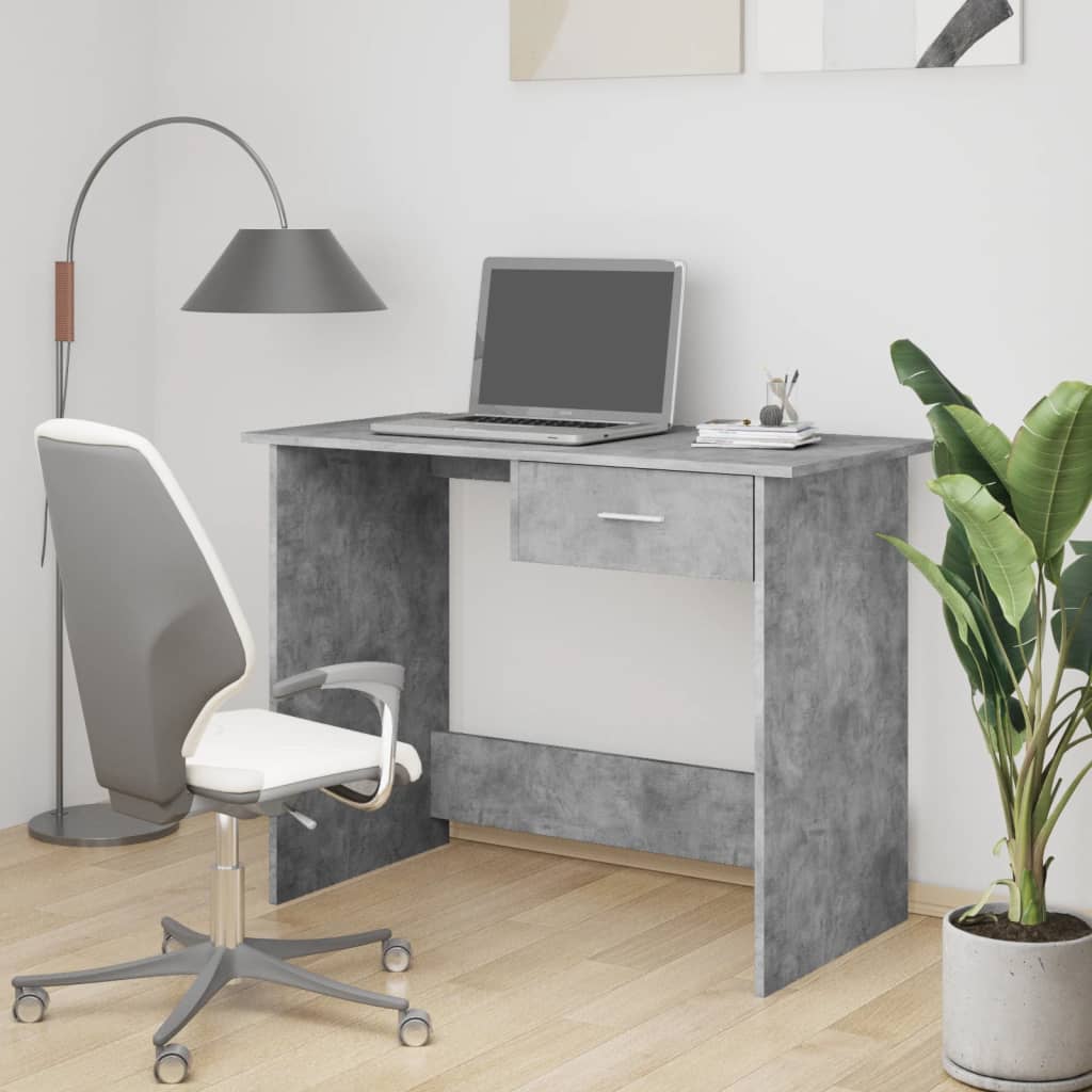 betonszürke szerelt fa íróasztal 100 x 50 x 76 cm
