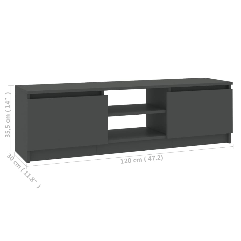 szürke szerelt fa TV-szekrény 120 x 30 x 35,5 cm