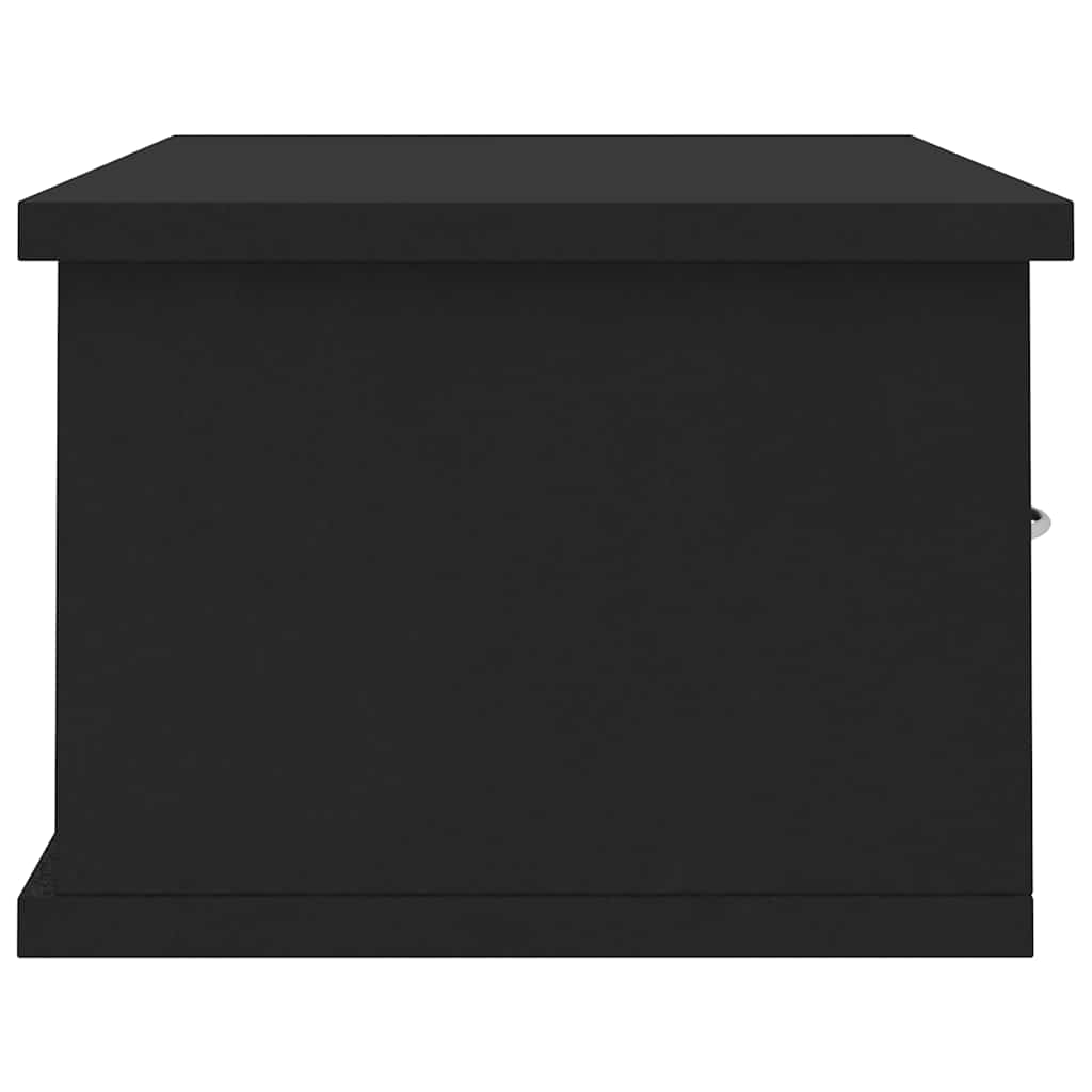 fekete szerelt fa falra szerelhető fiókos polc 60x26x18,5 cm