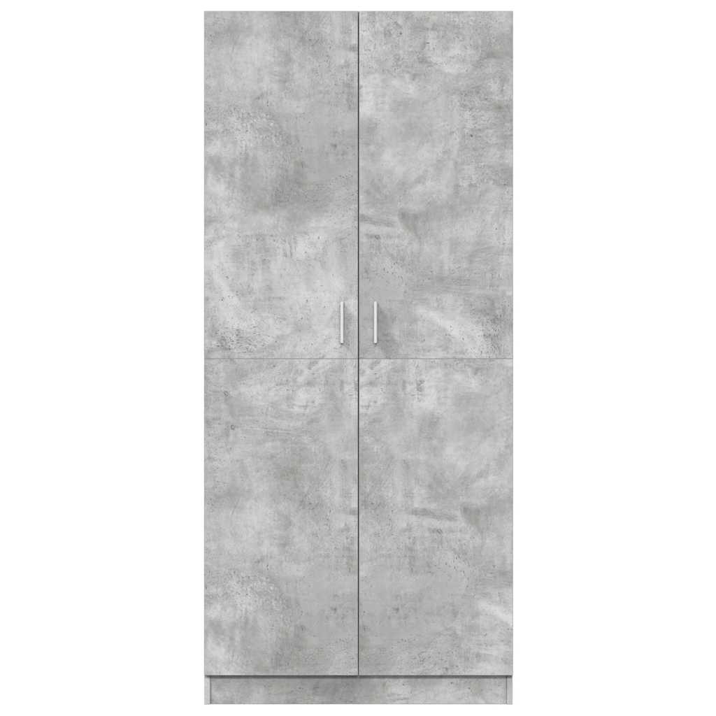 betonszürke szerelt fa ruhásszekrény 80 x 52 x 180 cm