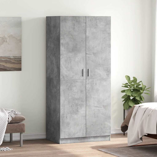 betonszürke szerelt fa ruhásszekrény 80 x 52 x 180 cm