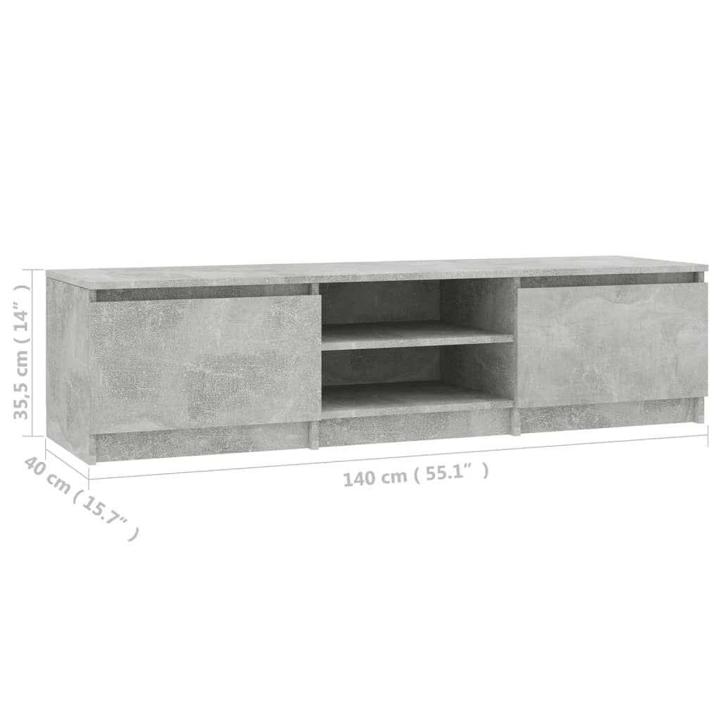 betonszürke szerelt fa TV-szekrény 140 x 40 x 35,5 cm
