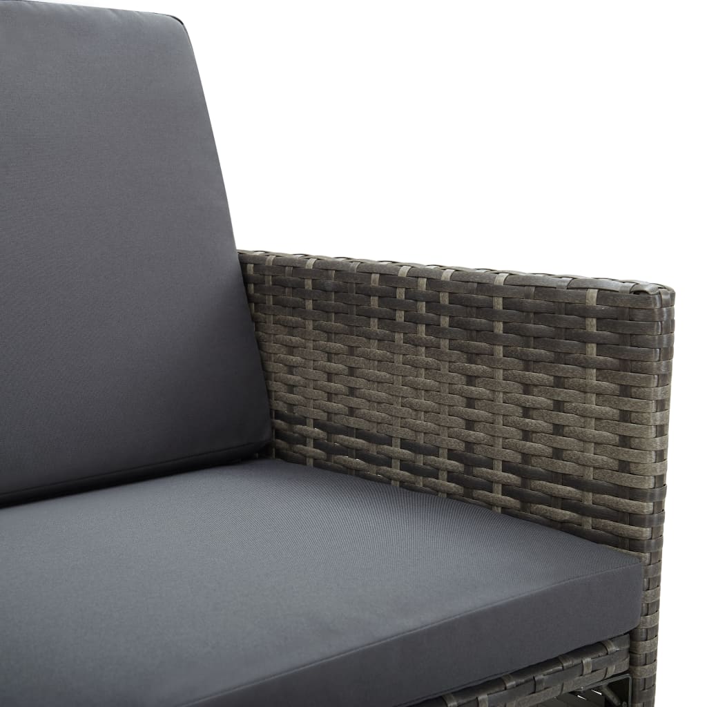 9-részes szürke kültéri polyrattan étkezőszett párnákkal
