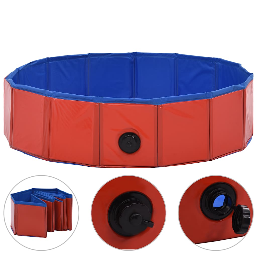 összehajtható piros PVC kutyamedence 80 x 20 cm