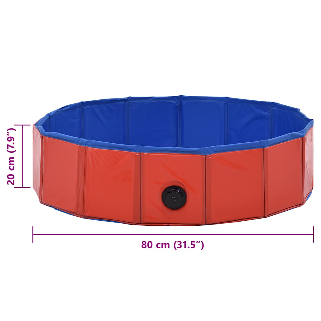 összehajtható piros PVC kutyamedence 80 x 20 cm