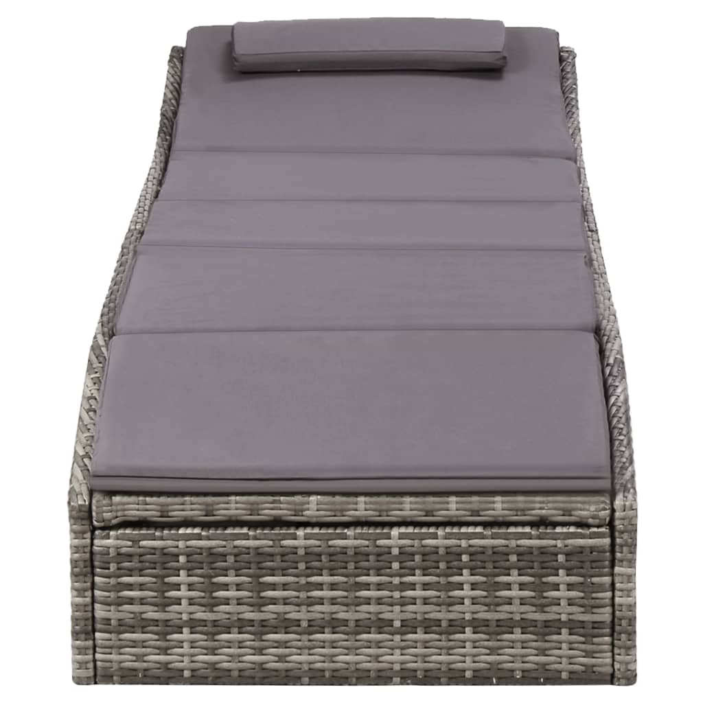 szürke polyrattan napozóágy párnával