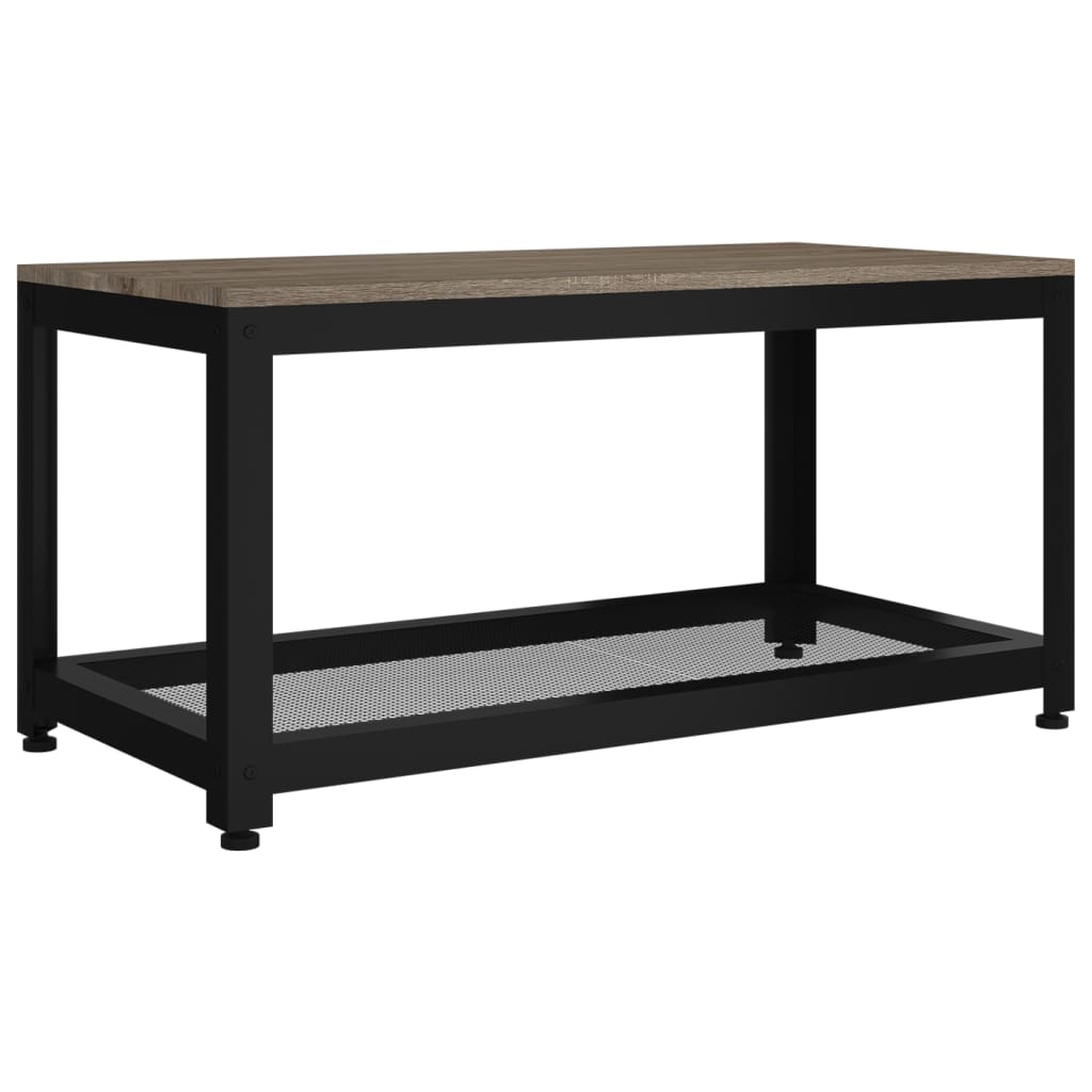 szürke és fekete MDF és vas dohányzóasztal 90x45x45 cm