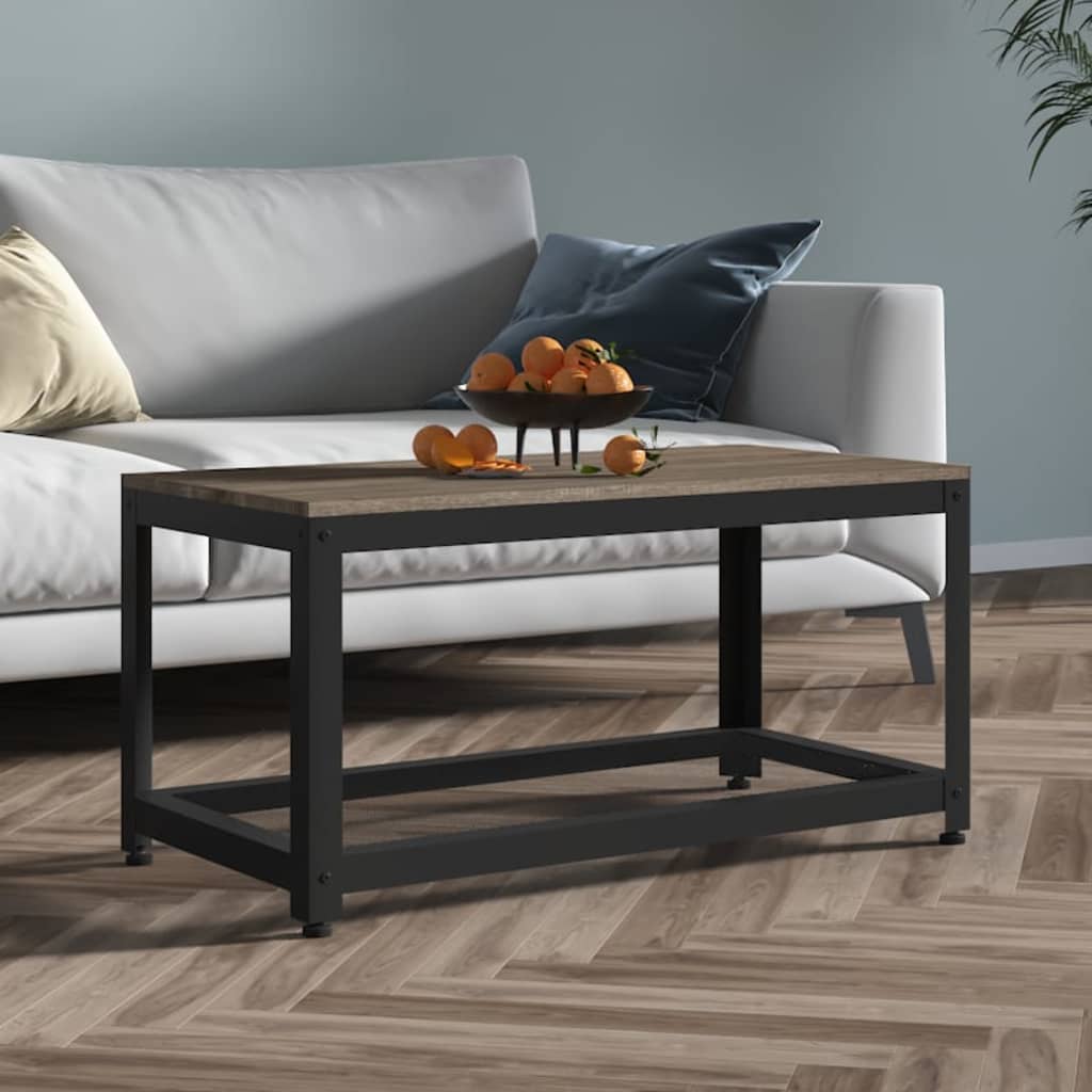 szürke és fekete MDF és vas dohányzóasztal 90x45x45 cm