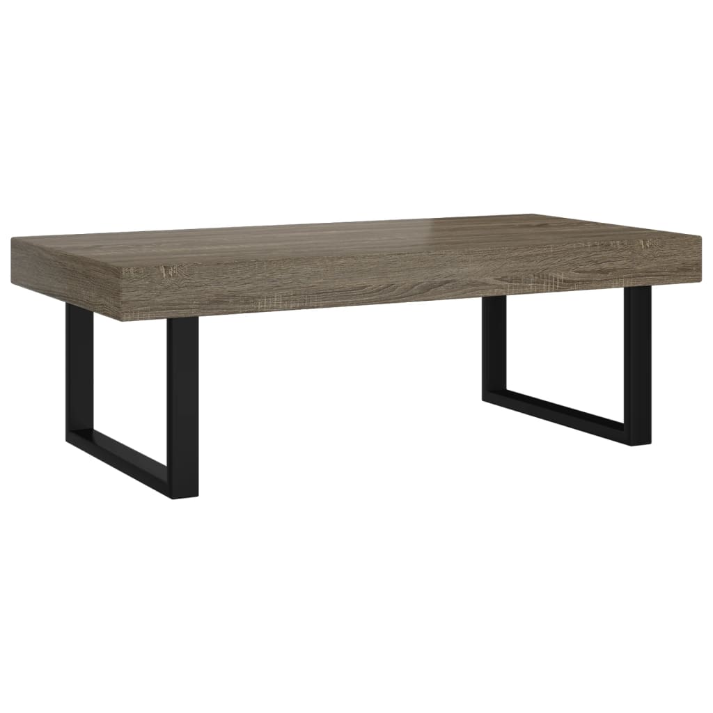 szürke és fekete MDF és vas dohányzóasztal 120x60x40 cm