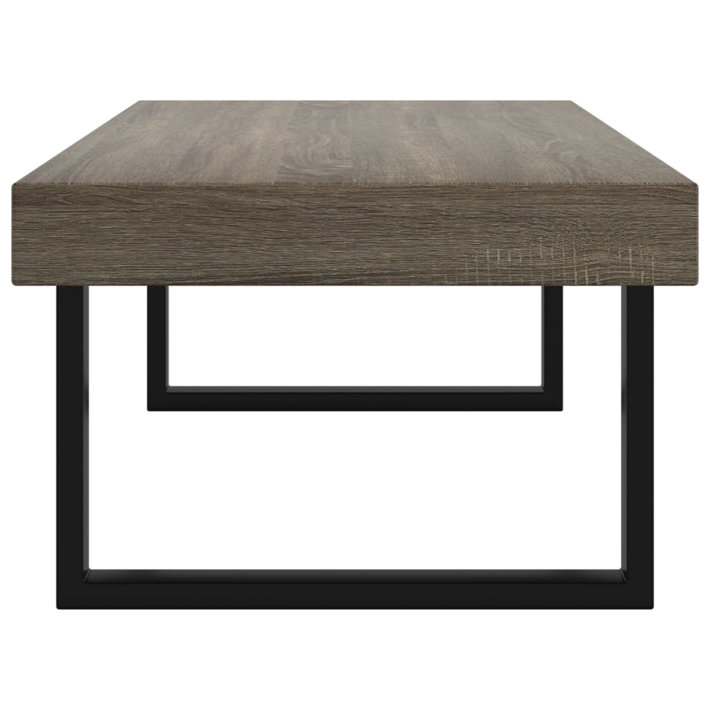 szürke és fekete MDF és vas dohányzóasztal 120x60x40 cm