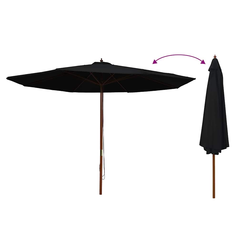 fekete kültéri napernyő farúddal 350 cm