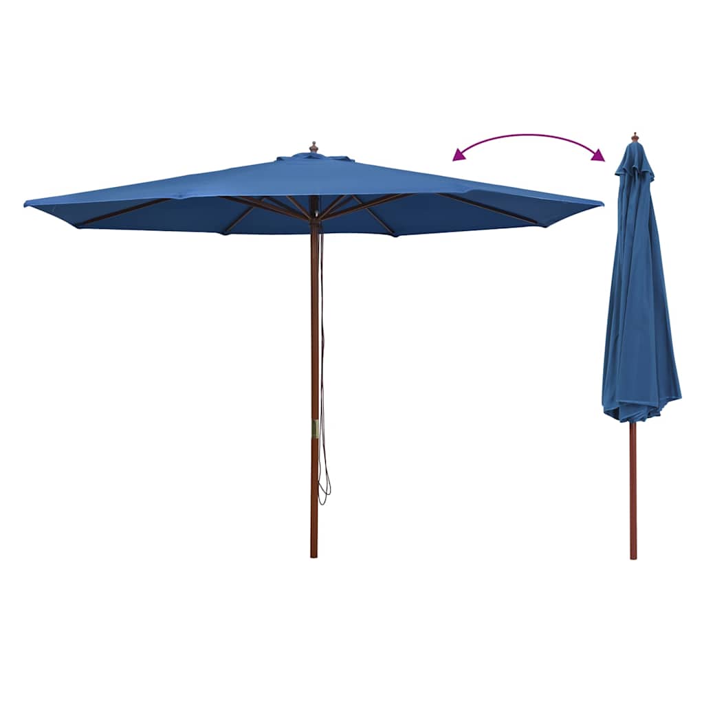 kék kültéri napernyő farúddal 350 cm
