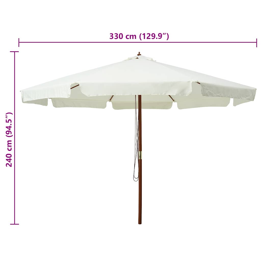 homokfehér kültéri napernyő farúddal 330 cm