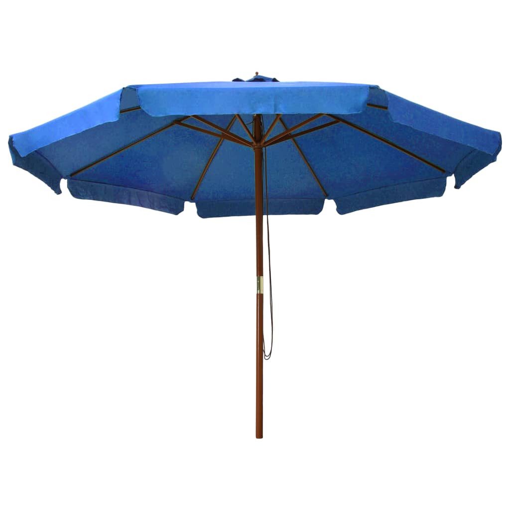 azúrkék kültéri napernyő farúddal 330 cm