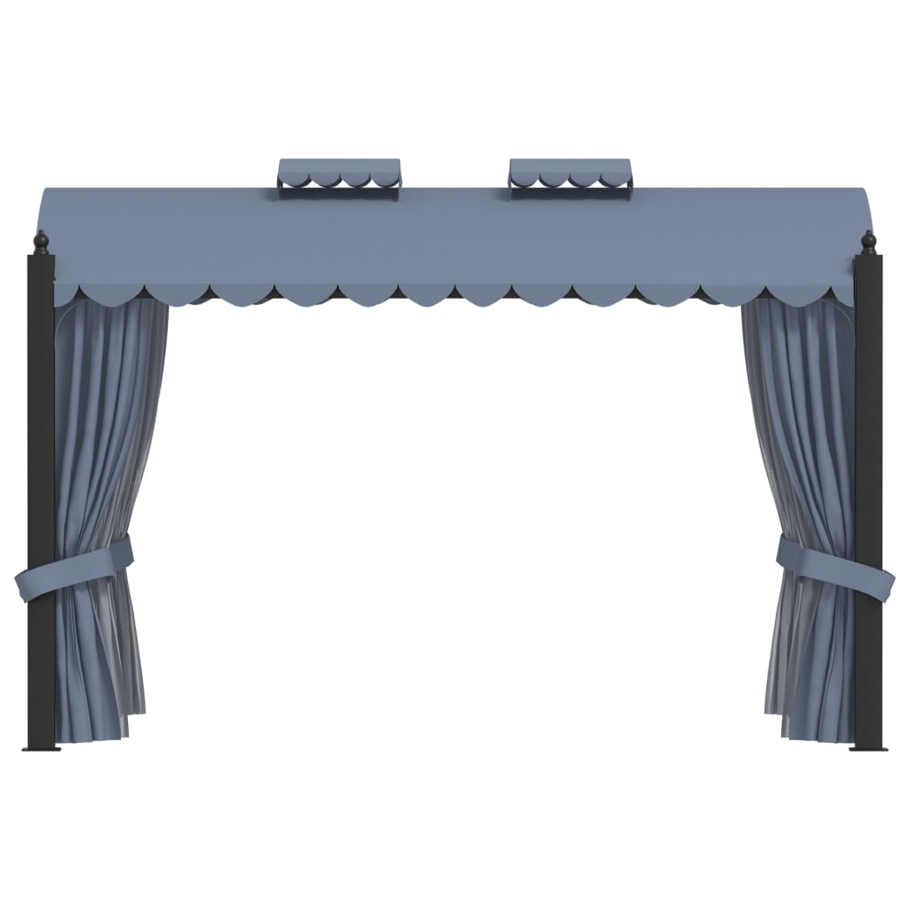 antracitszürke acélpavilon függönyökkel 3 x 4 m