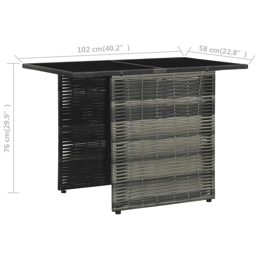 3-részes szürke polyrattan bisztrószett párnákkal