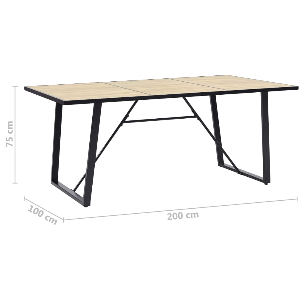 tölgyszínű MDF étkezőasztal 200 x 100 x 75 cm