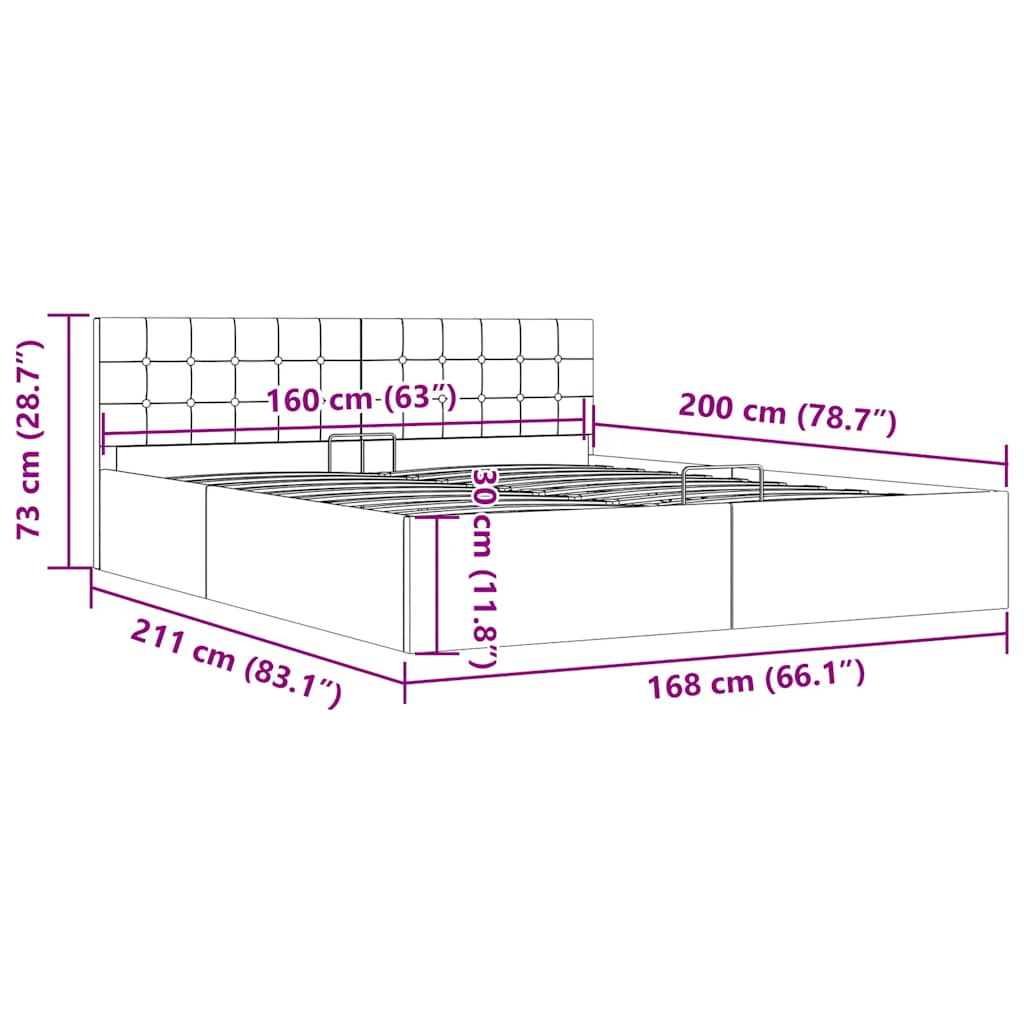 sötétszürke szövet ágykeret hidraulikus ágyneműtartó 160x200 cm