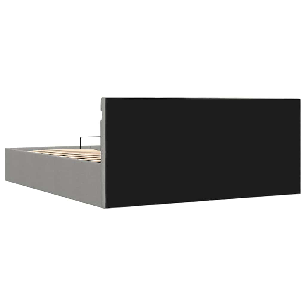 világosszürke szövet LED-es ágy hidraulikus tárolóval 160x200cm