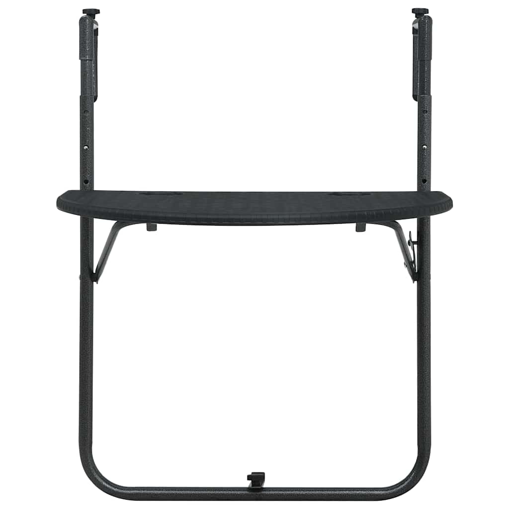 fekete rattan hatású műanyag függő erkélyasztal 60x64x83,5 cm