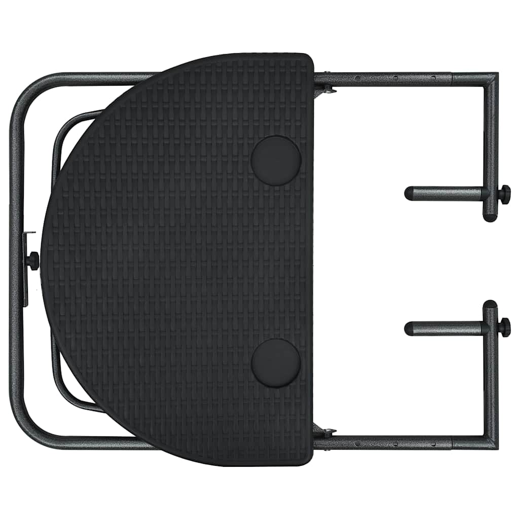 fekete rattan hatású műanyag függő erkélyasztal 60x64x83,5 cm