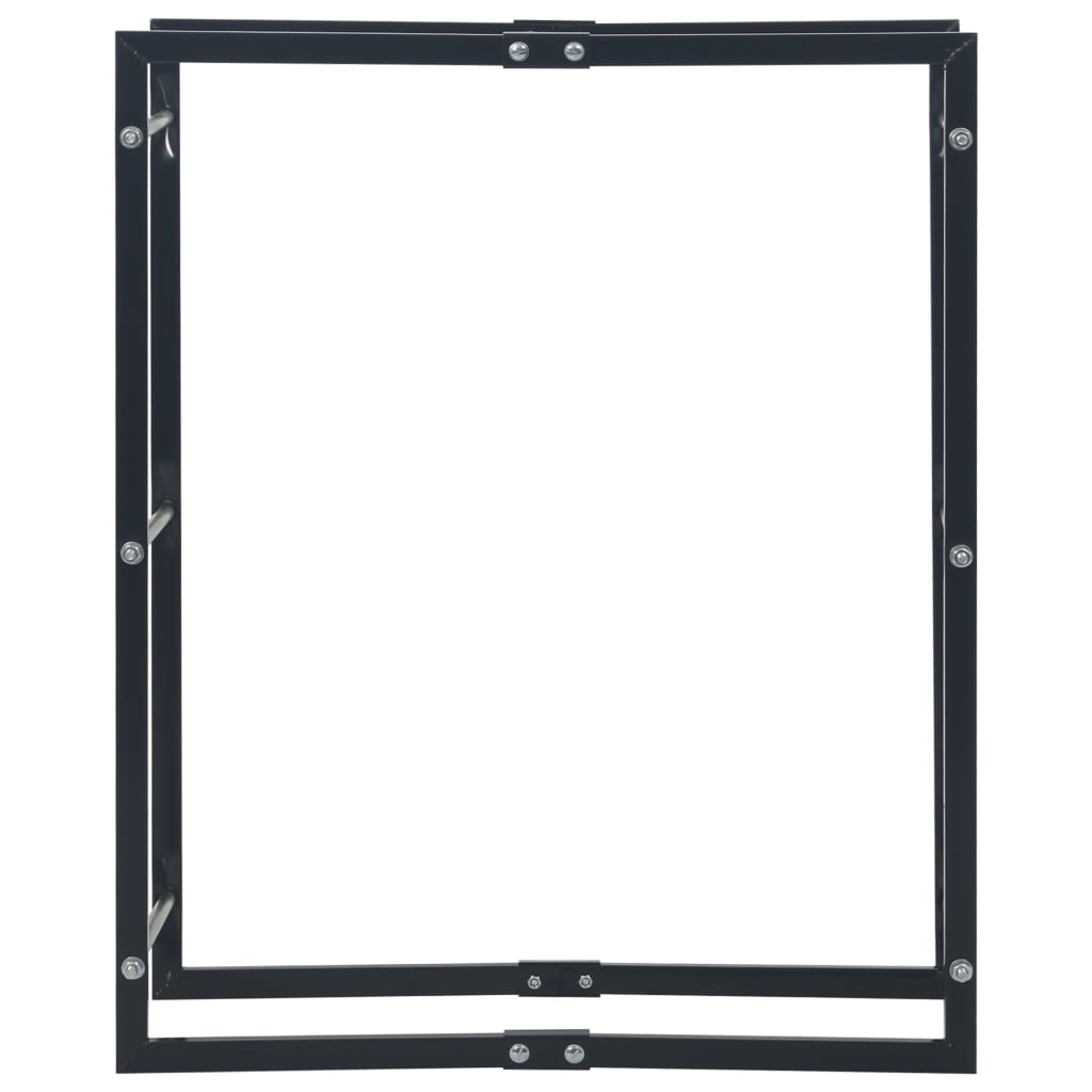 fekete acél tűzifatároló 80 x 25 x 100 cm