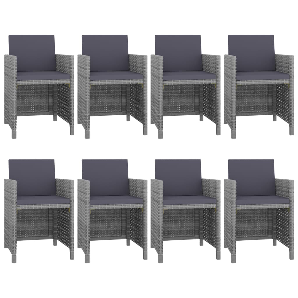 9 részes antracitszürke polyrattan étkezőszett párnákkal