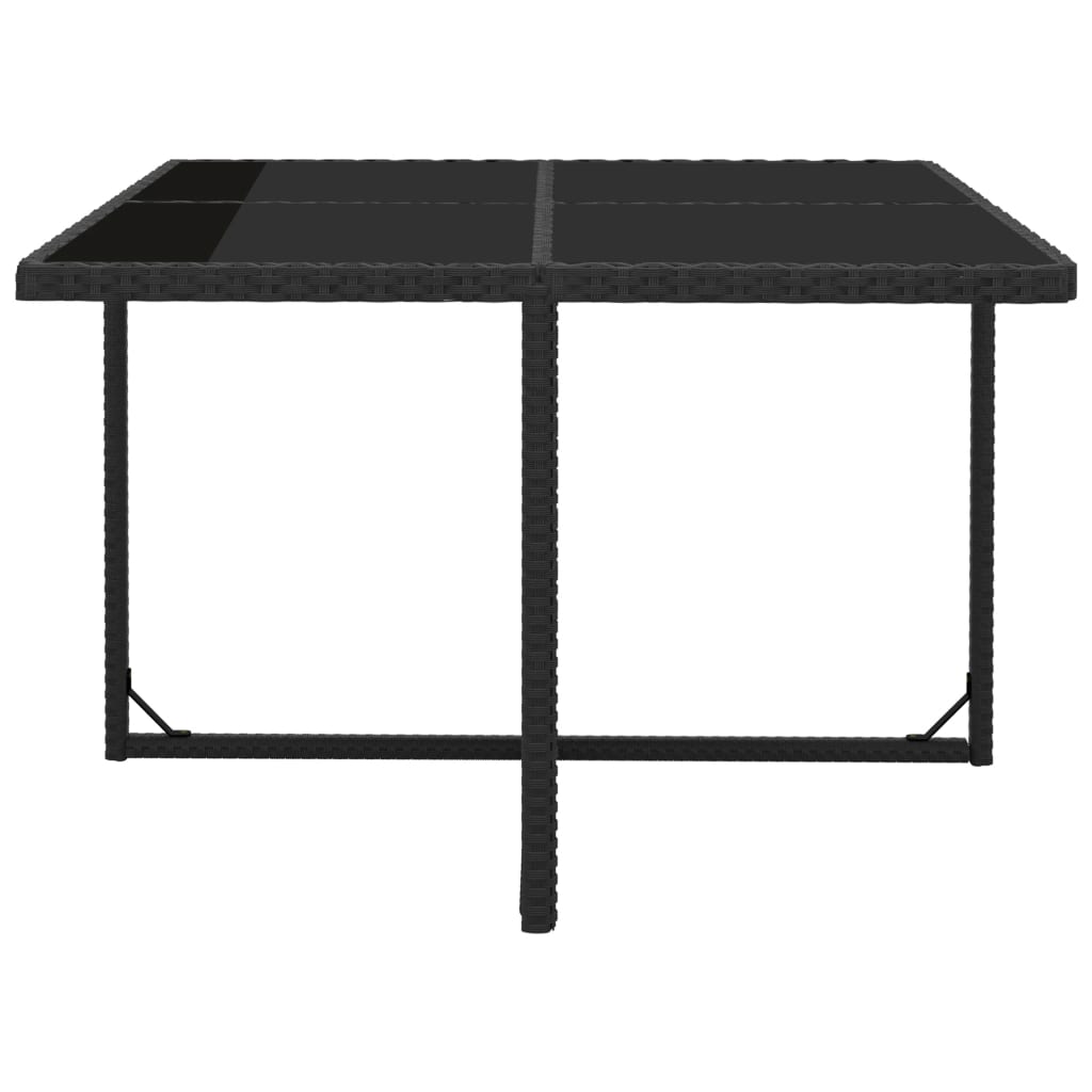 9 részes fekete polyrattan kültéri étkezőszett párnákkal
