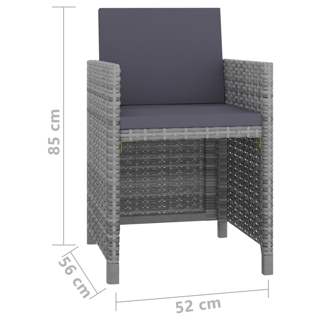 11-részes szürke polyrattan kültéri étkezőszett párnákkal