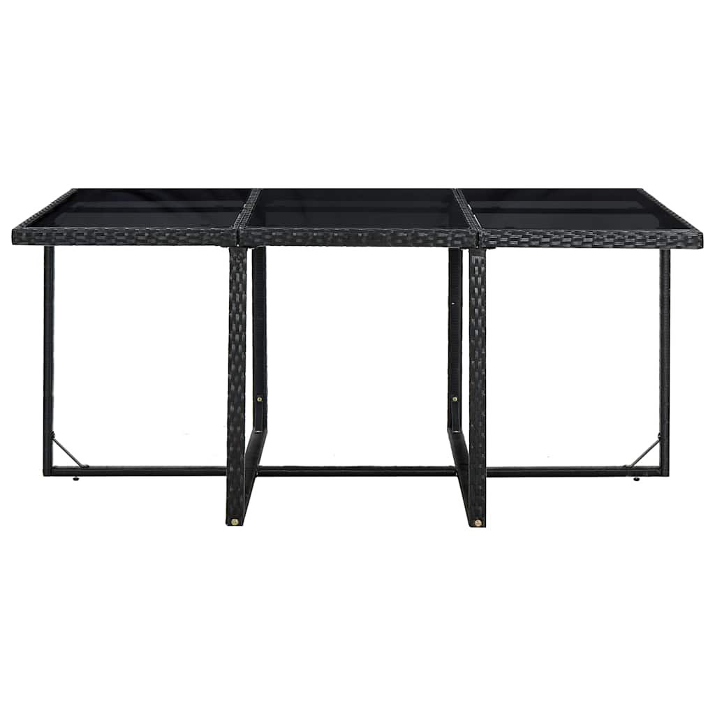 11-részes fekete polyrattan kültéri étkezőszett párnákkal