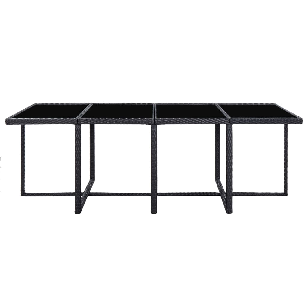 13 részes fekete polyrattan kültéri étkezőszett párnákkal