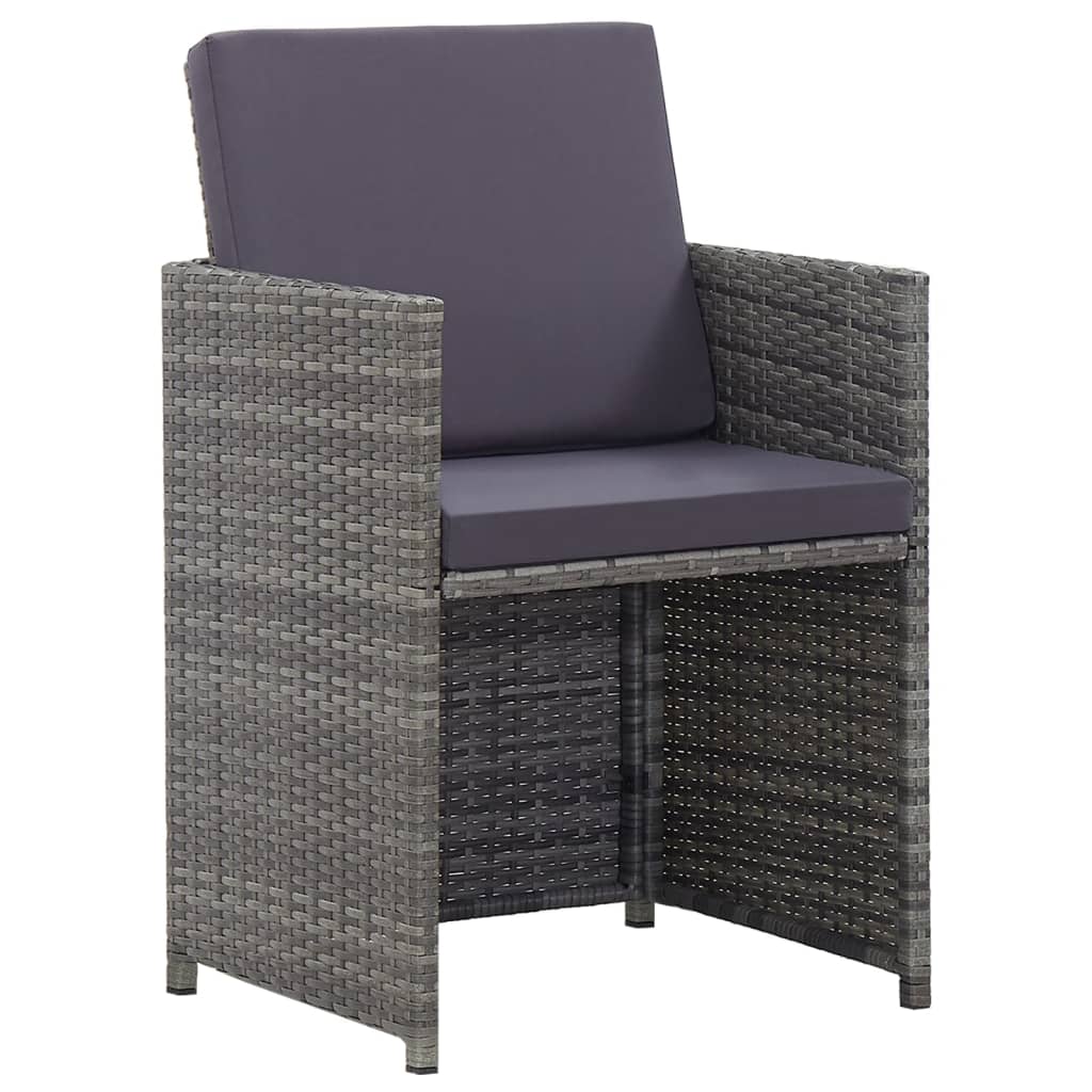 13 részes antracitszürke polyrattan étkezőszett párnákkal
