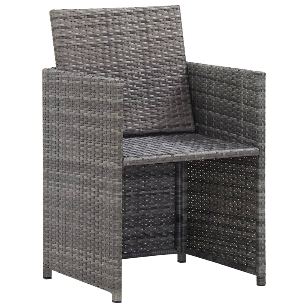13 részes antracitszürke polyrattan étkezőszett párnákkal