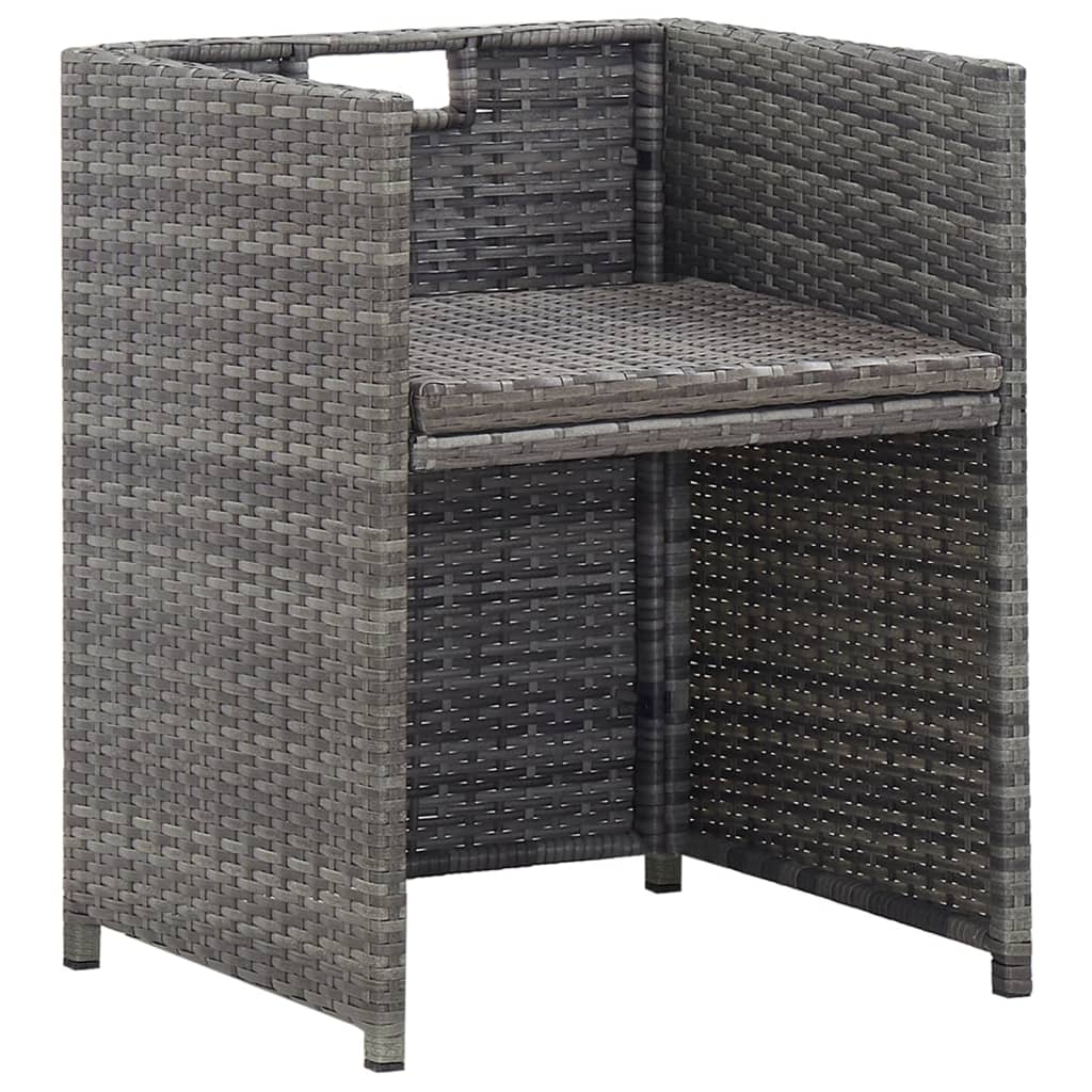13 részes antracitszürke polyrattan étkezőszett párnákkal