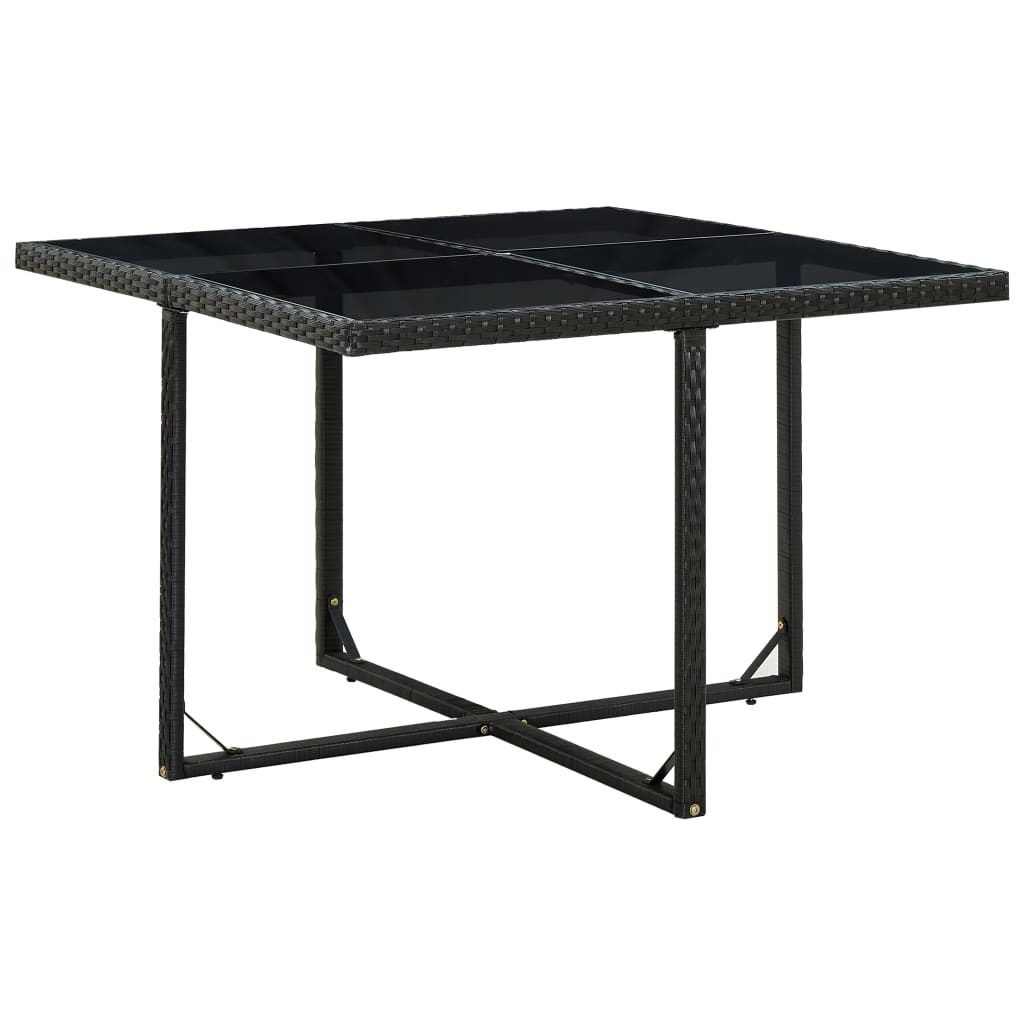 5 részes fekete polyrattan kültéri étkezőszett párnákkal