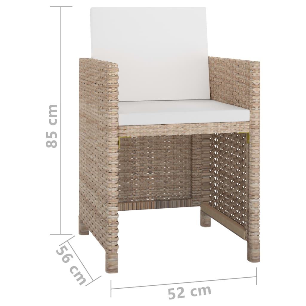 5 részes bézs polyrattan kültéri étkezőszett párnákkal