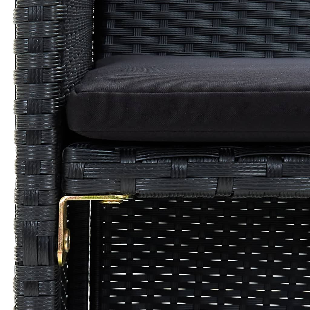 4 részes fekete polyrattan kerti pihenőgarnitúra párnákkal