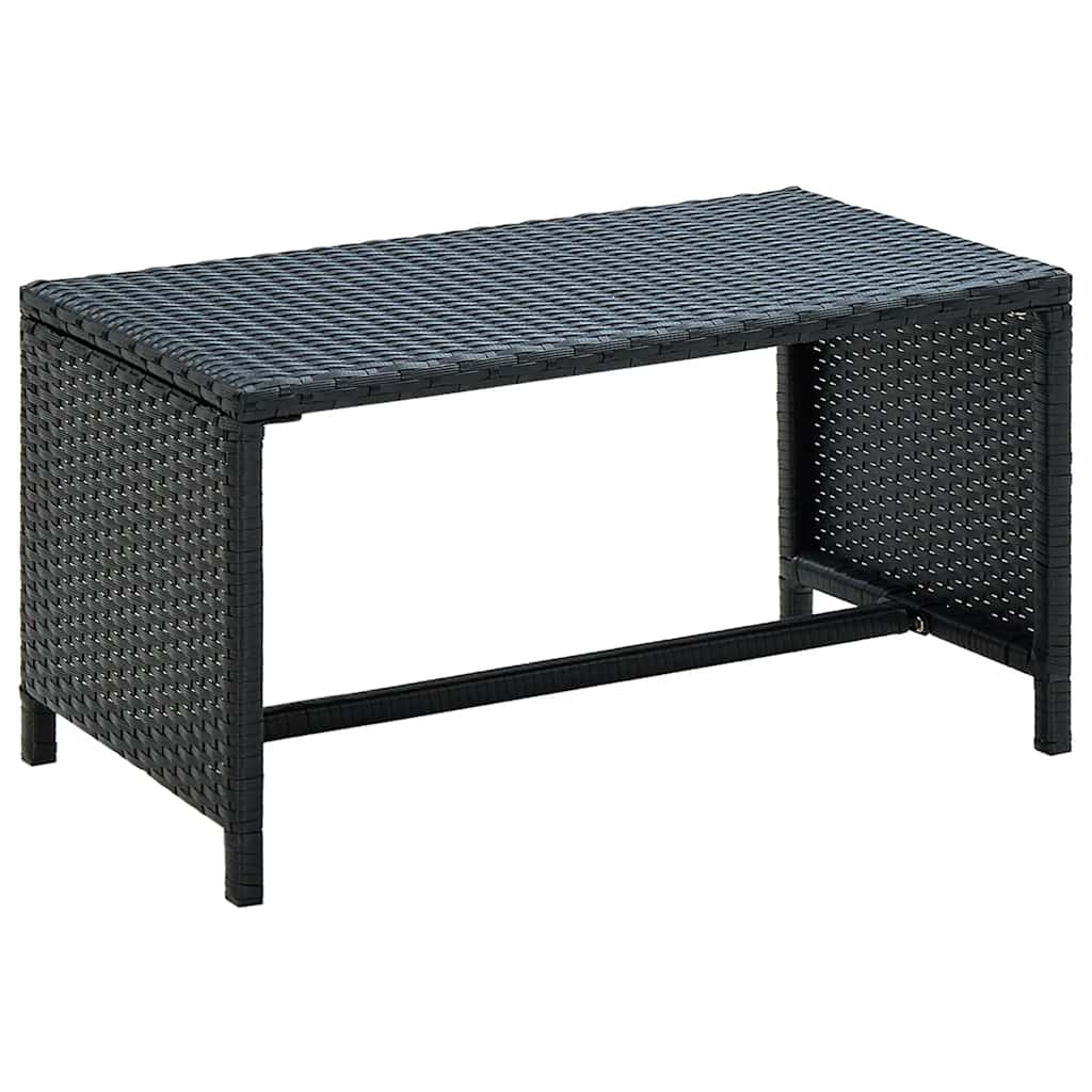 fekete polyrattan dohányzóasztal 70 x 40 x 38 cm