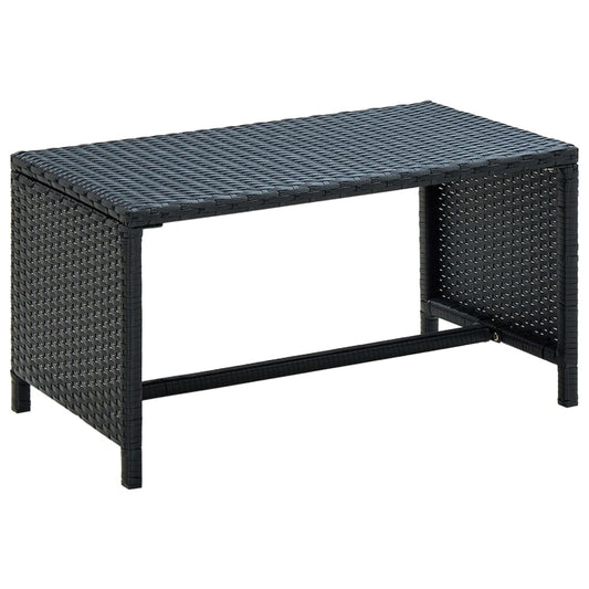fekete polyrattan dohányzóasztal 70 x 40 x 38 cm