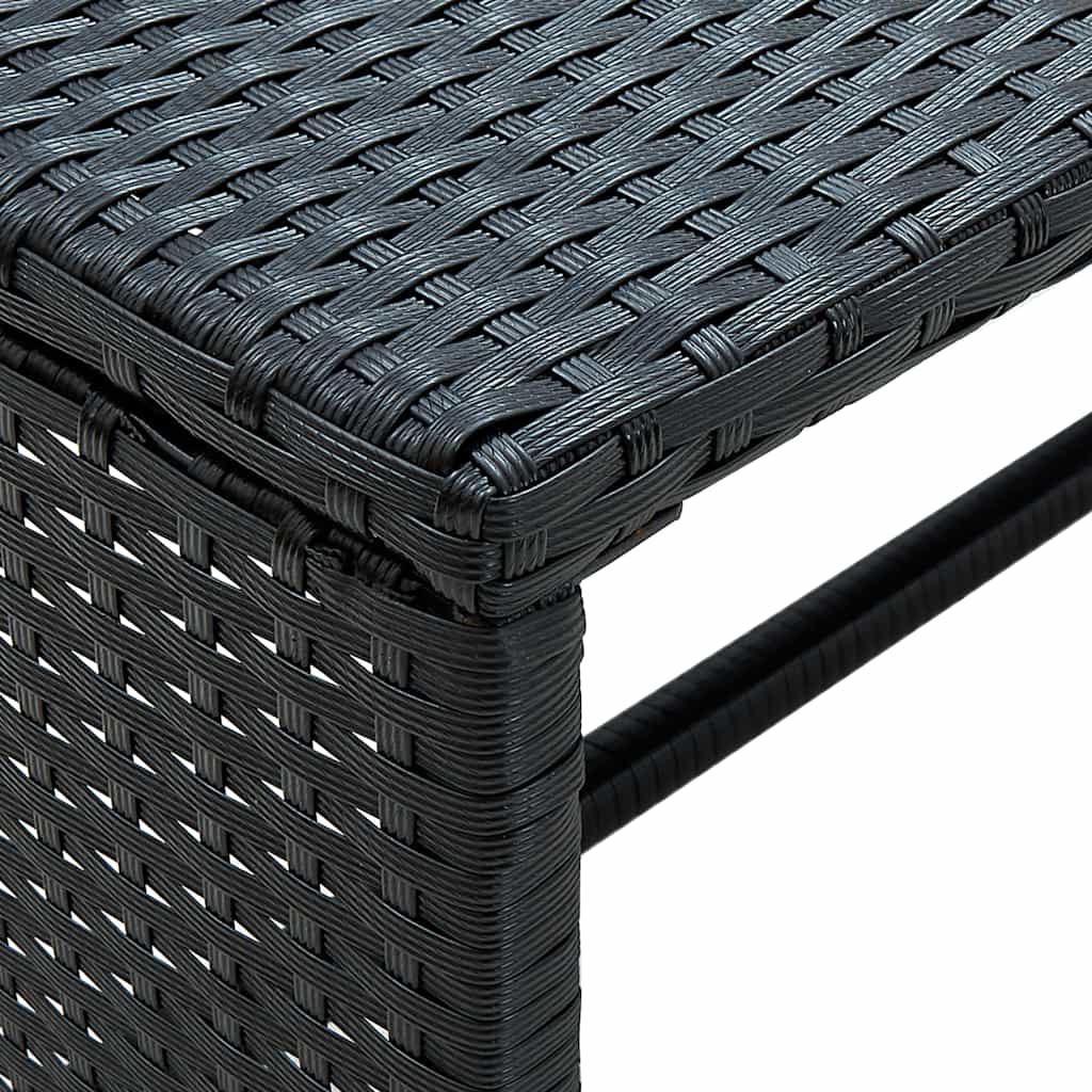 fekete polyrattan dohányzóasztal 70 x 40 x 38 cm