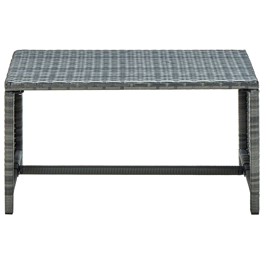 antracitszürke polyrattan dohányzóasztal 70 x 40 x 38 cm