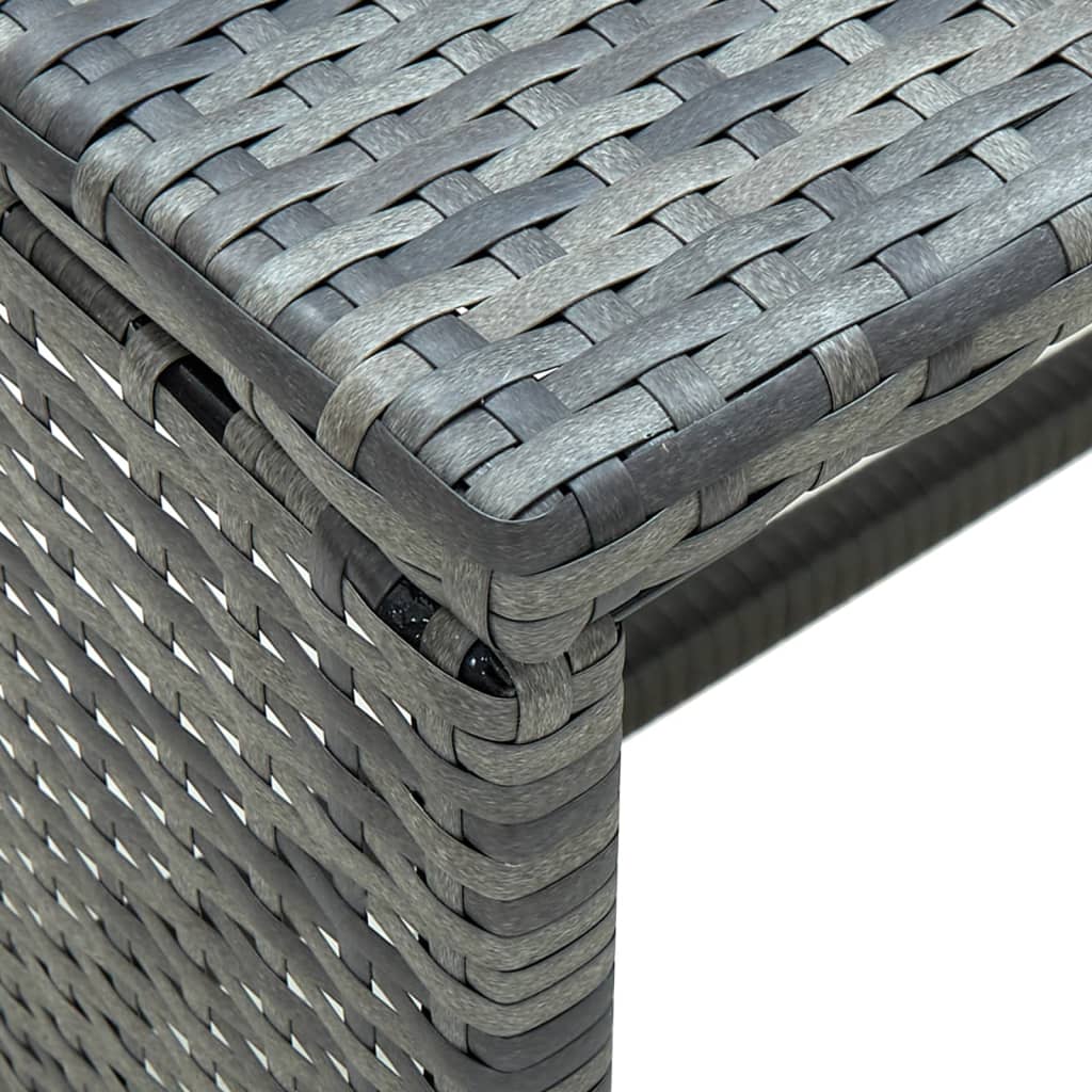 antracitszürke polyrattan dohányzóasztal 70 x 40 x 38 cm