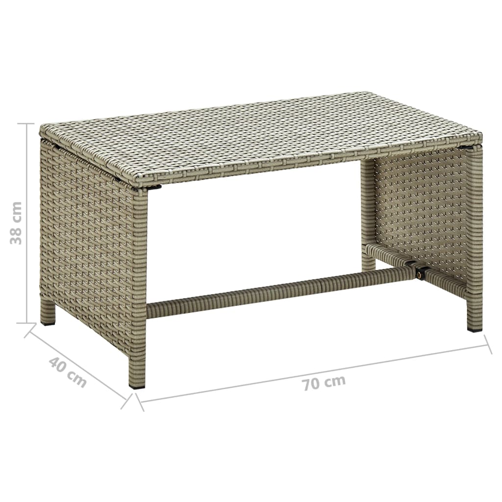 bézs polyrattan dohányzóasztal 70 x 40 x 38 cm
