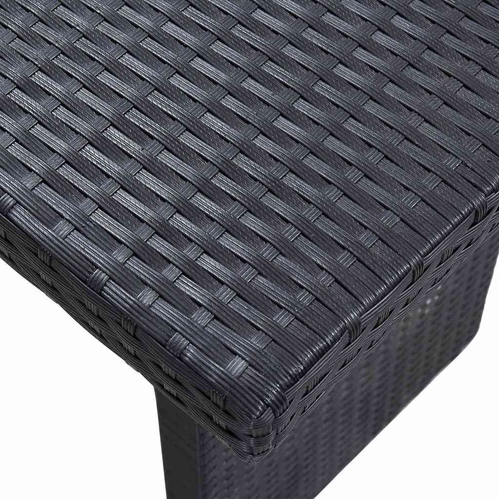 3 részes fekete polyrattan kerti bútorszett párnákkal