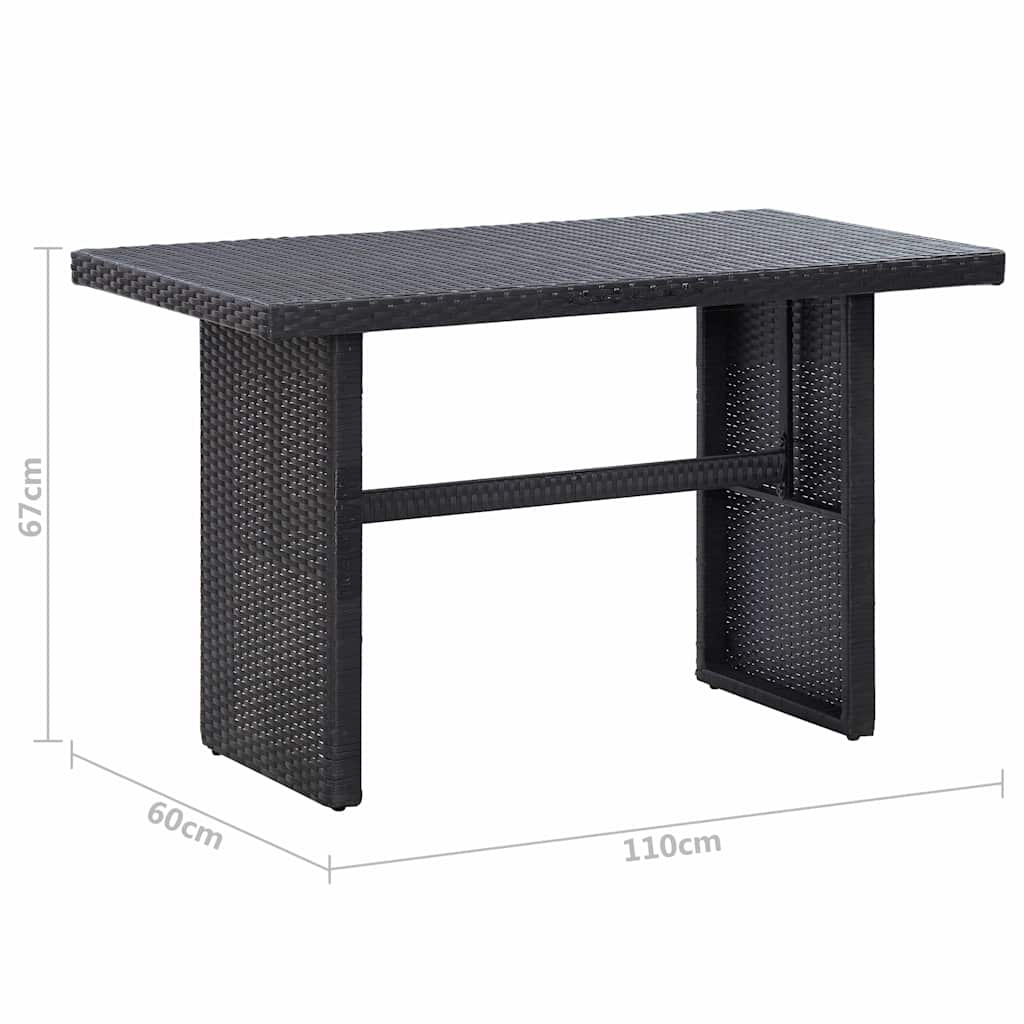 3 részes fekete polyrattan kerti bútorszett párnákkal