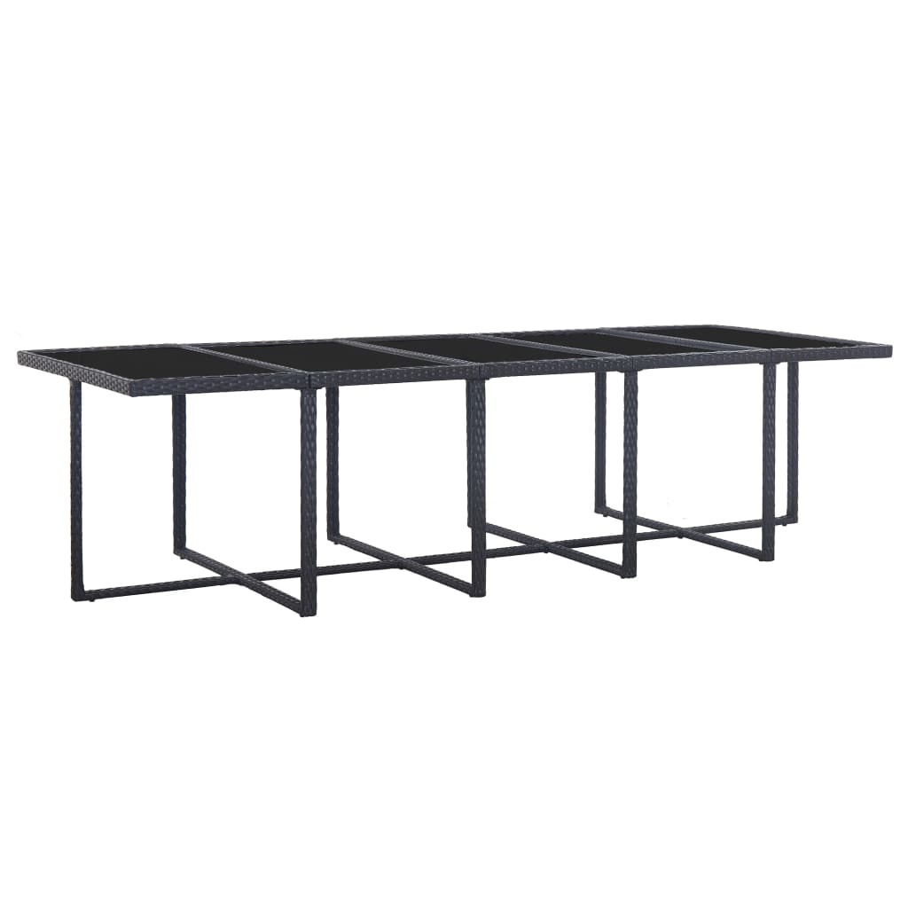15 részes fekete polyrattan kültéri étkezőszett párnákkal