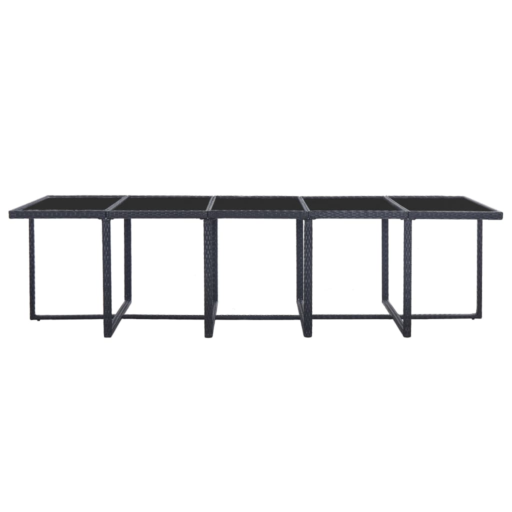 15 részes fekete polyrattan kültéri étkezőszett párnákkal